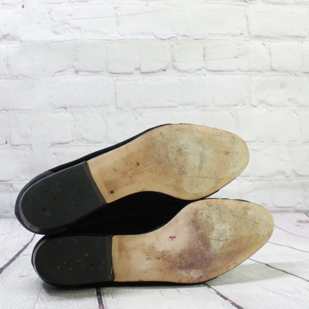 Nordstrom Black Leather Closed Toe Slip On Ballet Flat Shoes Size 9 - Picture 6 of 9